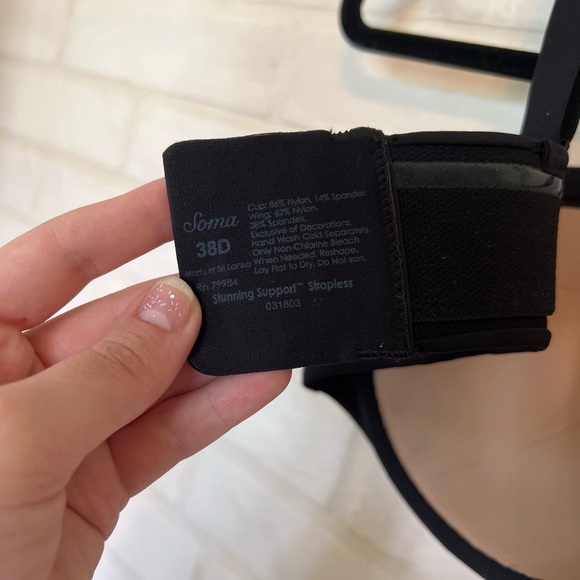 NWT Soma Stunning Support Strapless Convertible Underwire Bra 38 D Black #0055 - Picture 8 of 13